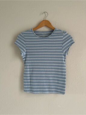 American Eagle Outfitters Blue & White Striped Short-Sleeve Tee